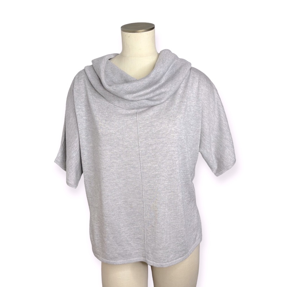 LOLA & SOPHIA NEW YORK Gray Funnel Turtleneck Silk Cashmere Sweater Size S